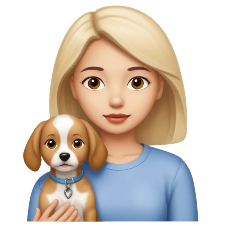 girl and dog posing cute emoji