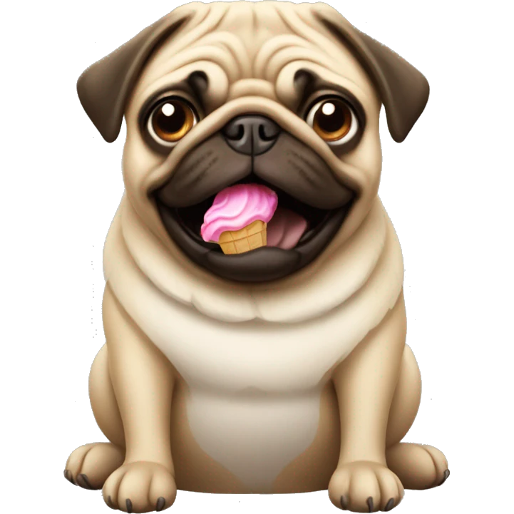 a pug with a big head who eats ice cream emoji