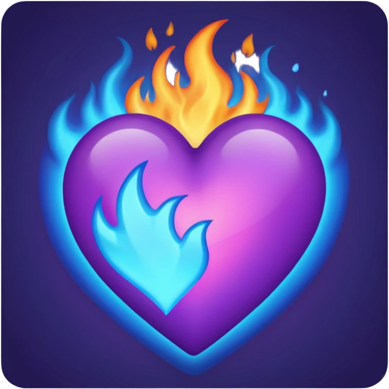 Fade from blue to purple burning heart emoji