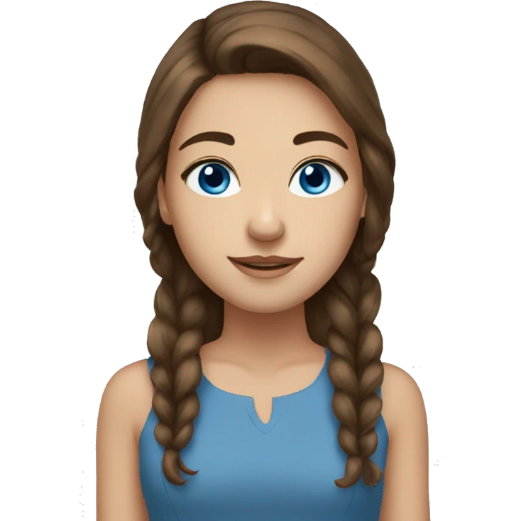 Pretty girl brown hair blue eyes emoji