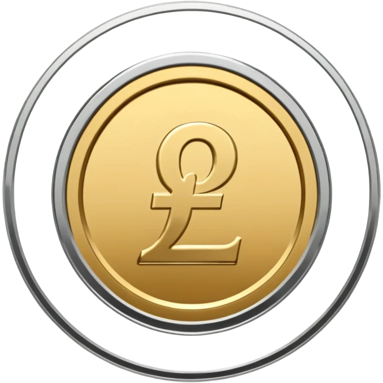Minimal line-art icon of a single coin with a pound sign (£) in the middle, clean modern style, front-facing, simple outlines, no background, transparent, represents “income / profit / earnings emoji