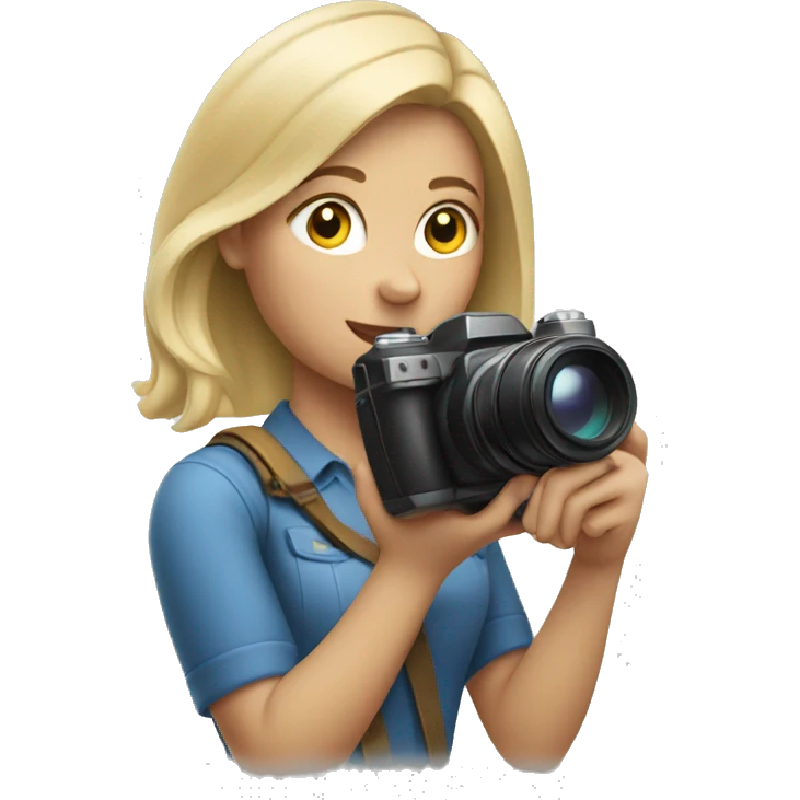 blonde girl with a camera and iPhone in her hands emoji