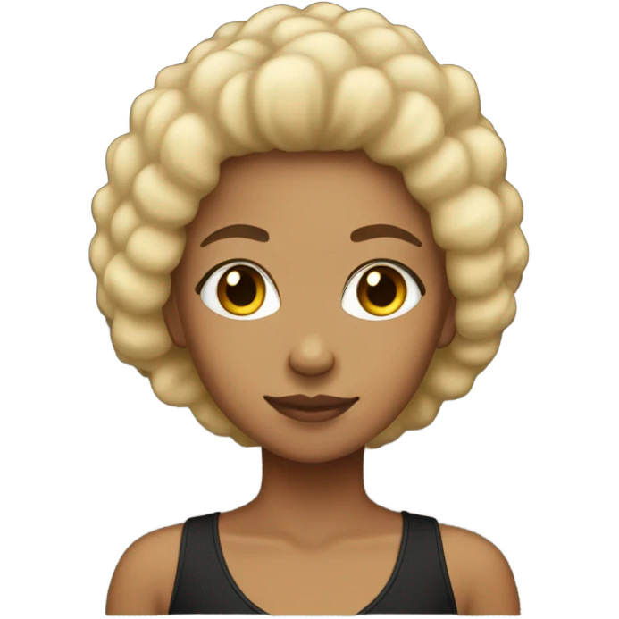 Tan girl with black and blonde afro emoji