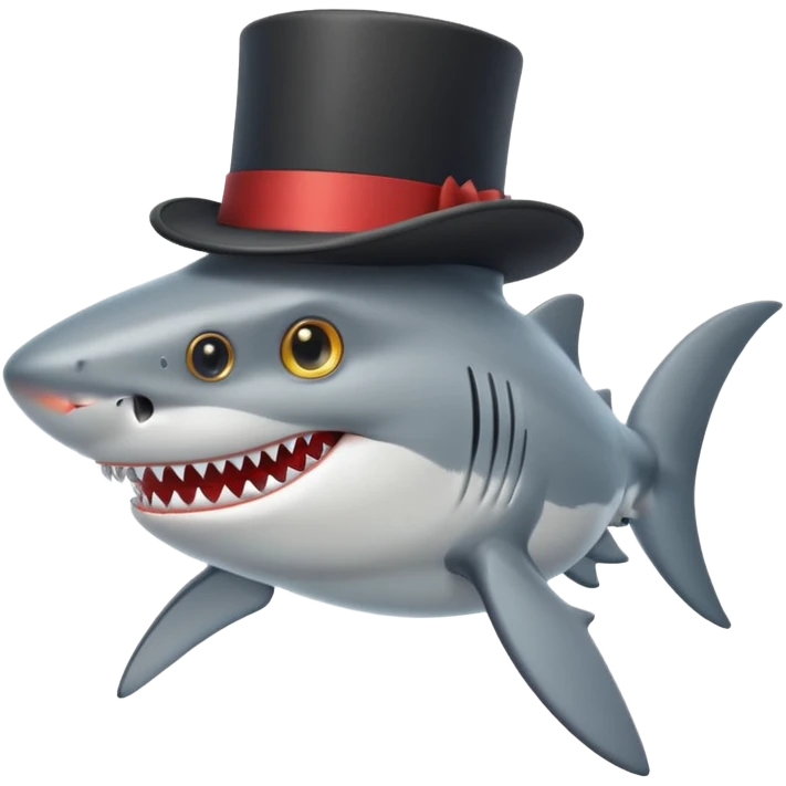 Shark with a top hat emoji