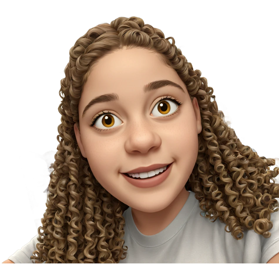 smiling girl with curly hair emoji