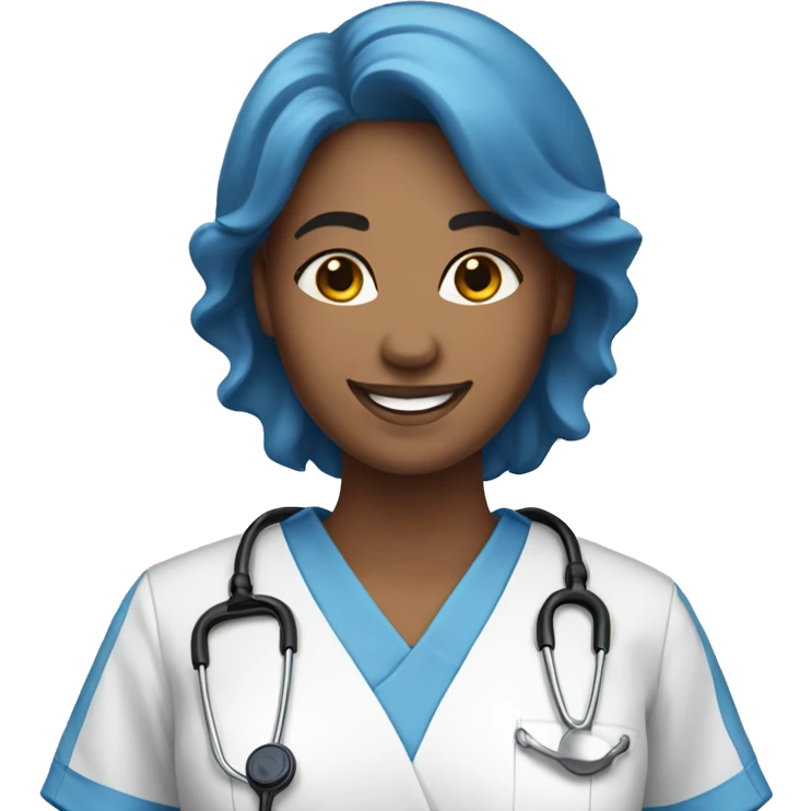 smiling woman in blue scrubs emoji