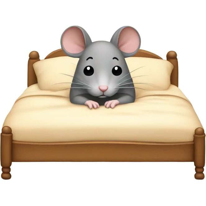 A mouse cozy in bed emoji