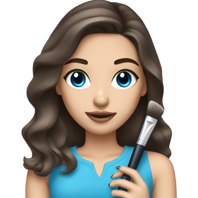 Brunett white girl with blue eyes and makeup kit emoji