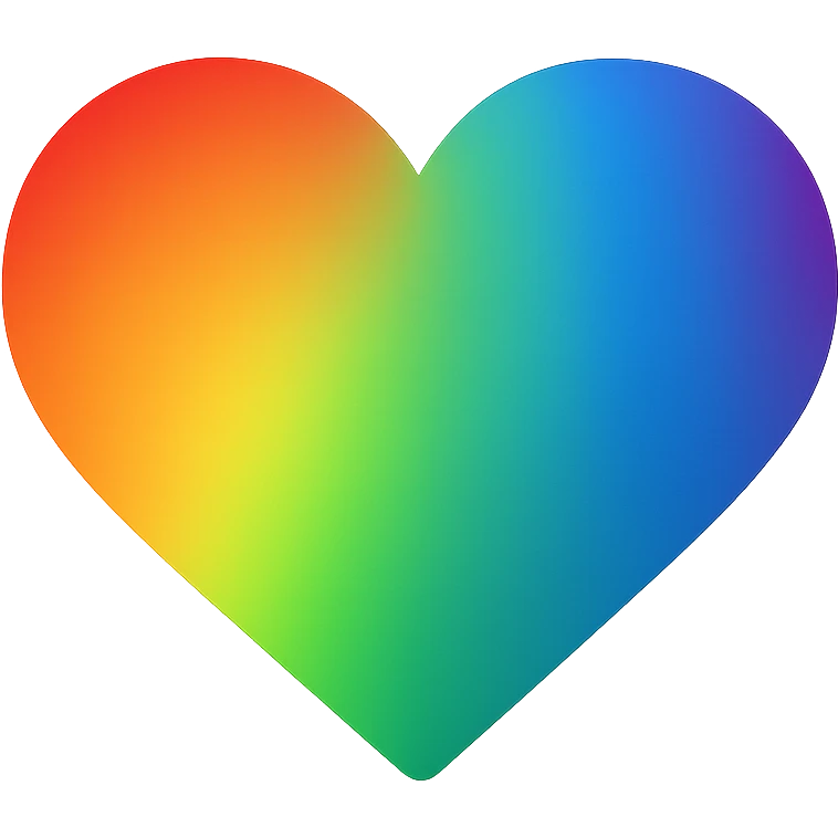 heart icon with a rainbow gradient, digital illustration emoji
