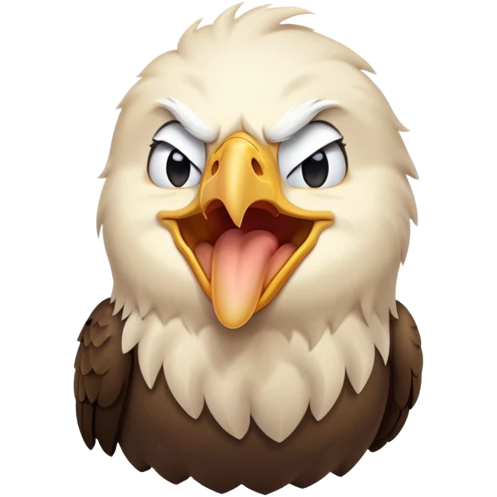 cinematic-cute-yawning-american-eagle-portrait-emoji,-head-tilted-slightly-with-a-dramatic,-wide-open-yawn,-showcasing-a-stately-form-with-gently-drooping-feathers-and-sleepy,-half-closed-eyes,-simplified-yet-irresistibly-adorable-features emoji