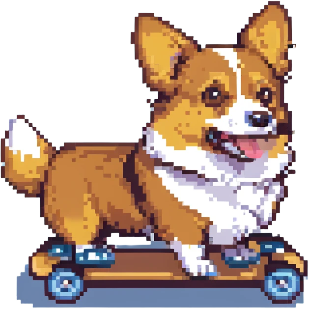 A corgi rollerskating emoji