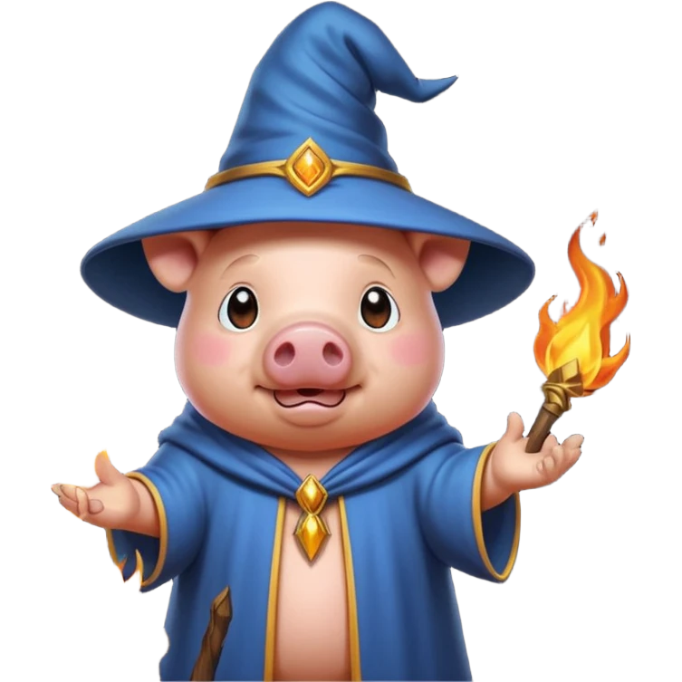 wizard pig summoning fire emoji