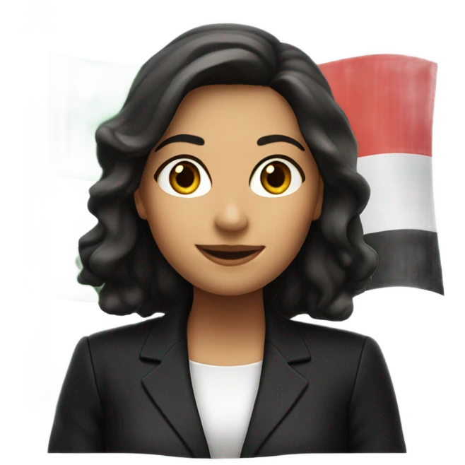 A super realistic woman in a black suit waves the Italian flag over her head emoji