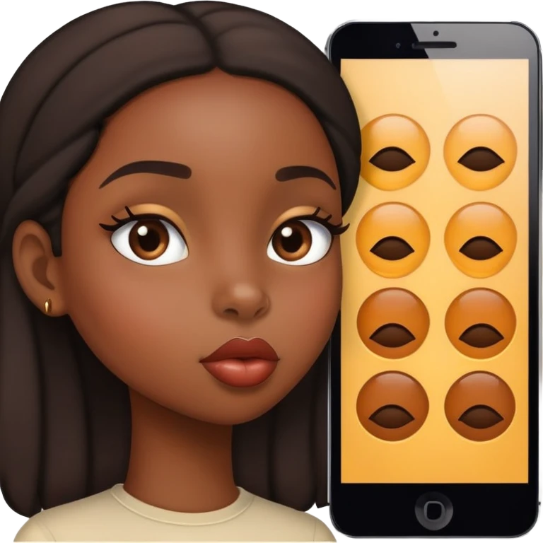 A black girl kissing the screen  emoji