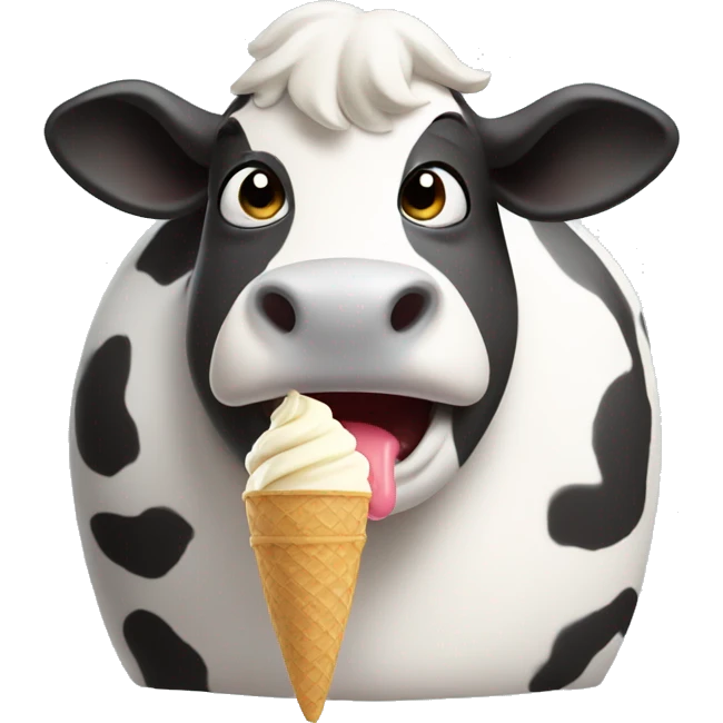 fat cow eating ice cream emoji