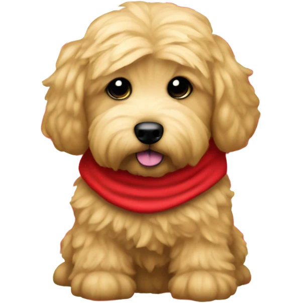 Miniature golden doodle that looks like Trump with maga hat emoji