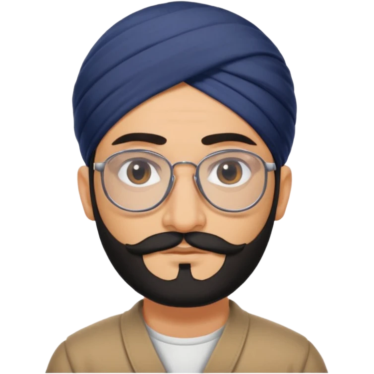 A kashmiri punjabi criminal daku whose white face is somewhat triangular and little facial hair wears specs emoji