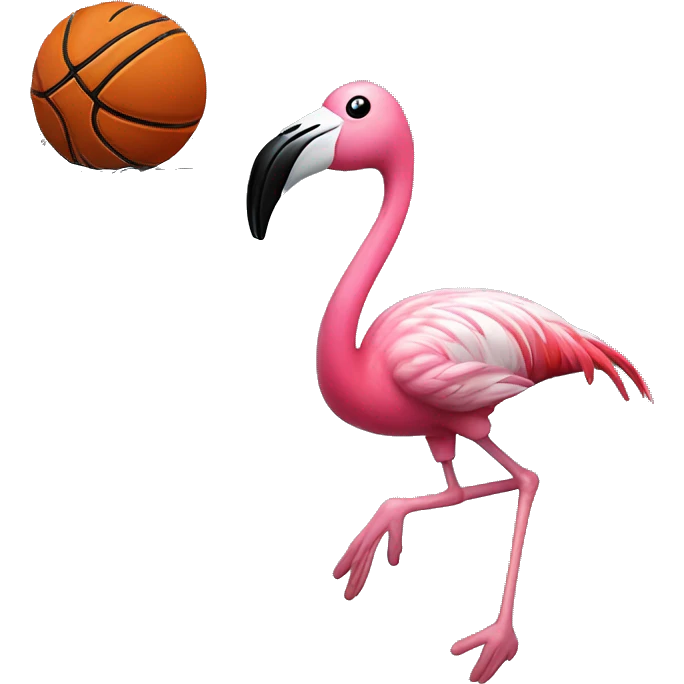 Flamingo dunking a basketball below the net emoji