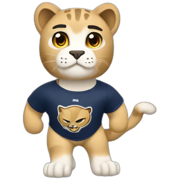 Goyo is an animated puma wearing a UNAM puma t-shirt emoji