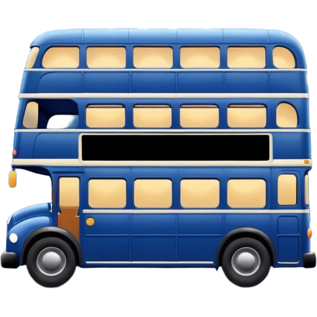 A dark blue double decker bus with cute cosy outdoor string twinkle lights emoji
