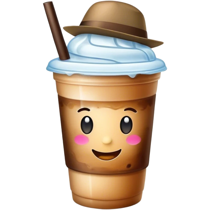 ice coffee with hat emoji