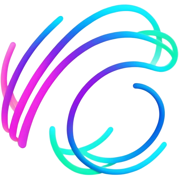 A futuristic abstract logo with curved dynamic lines resembling a subtle hand motion, glowing neon gradients, minimal and modern emoji