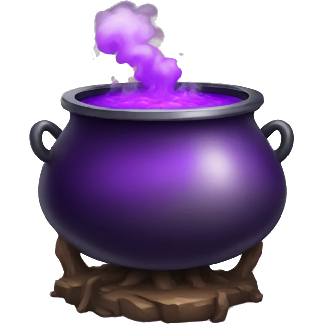 Cauldron with potion and purple steam. emoji