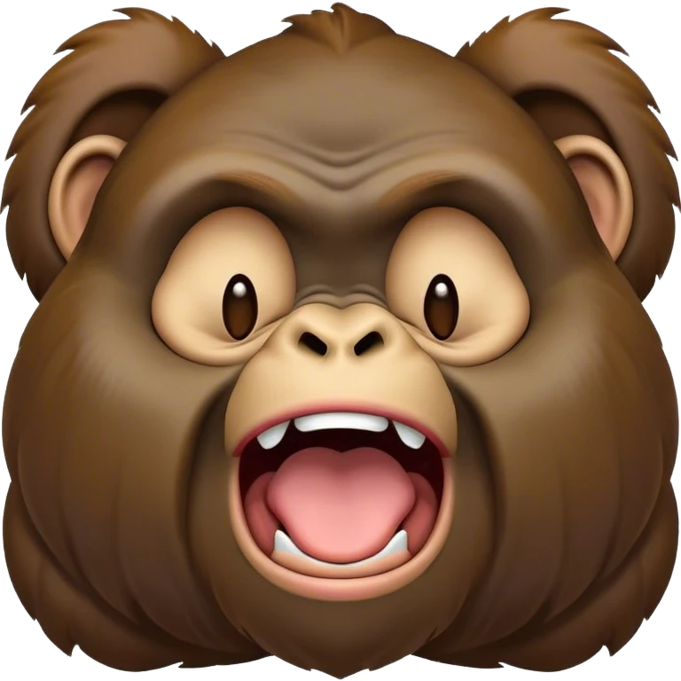 Cinematic Cute Yawning Gorilla Portrait Emoji, Head tilted slightly with a dramatic, wide-open yawn, showcasing a thick, velvety Fur with drowsy, half-closed eyes and a relaxed, open expression, Simplified yet irresistibly adorable features, highly detailed, glowing with a soft, cozy jungle glow, high shine, relaxed yet expressive, stylized with a dash of whimsical primate charm, soft glowing outline, capturing the essence of a drowsy yet affectionate guardian that appears ready to stretch out for a nap! emoji