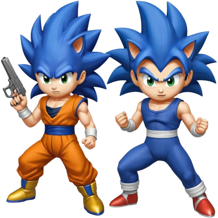 Goku and vegeta gun shoot sonic save Goku potara earrings = sonic Goku super Saiyan 3 emoji