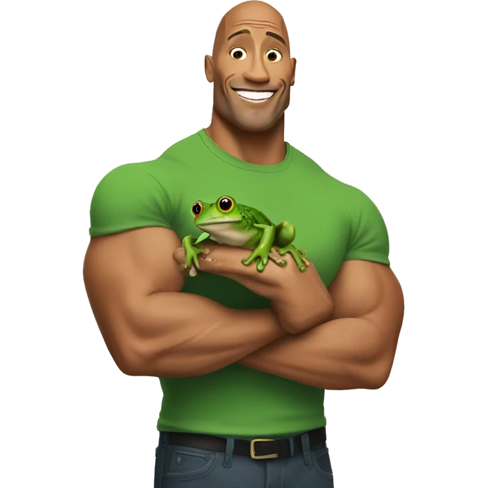 Dwayne Johnson holding a frog emoji