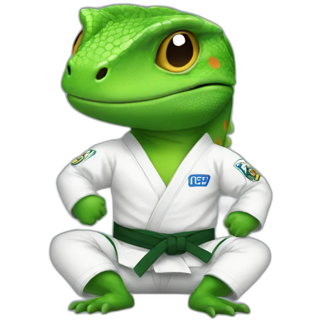 lizard wearing jiujitsu uniform emoji