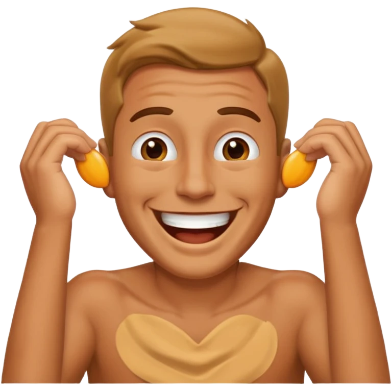 Man hands around neck laughing emoji