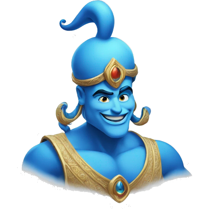 Blue genie from Aladdin white border emoji