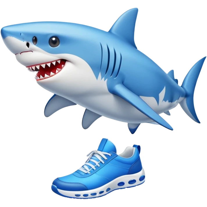 un tiburon con zapatos tenis azules emoji