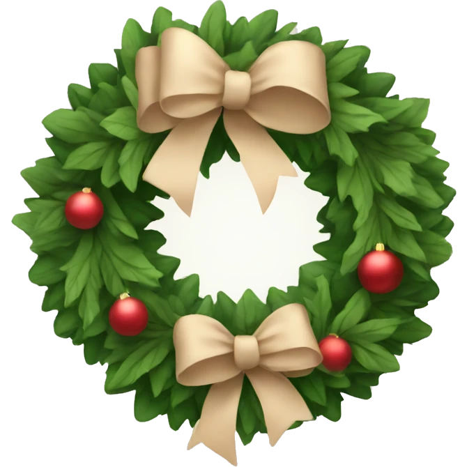 Christmas wreath with beige bows emoji
