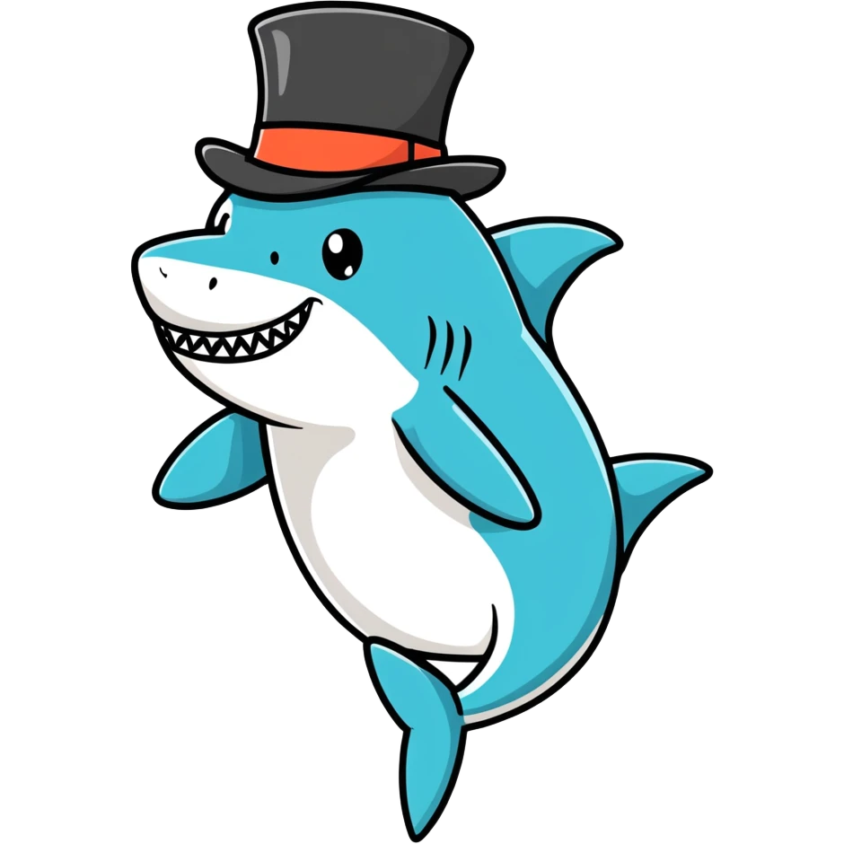 Shark with a top hat emoji