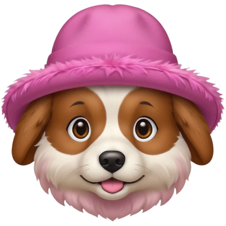 dog wearing big pink hat emoji