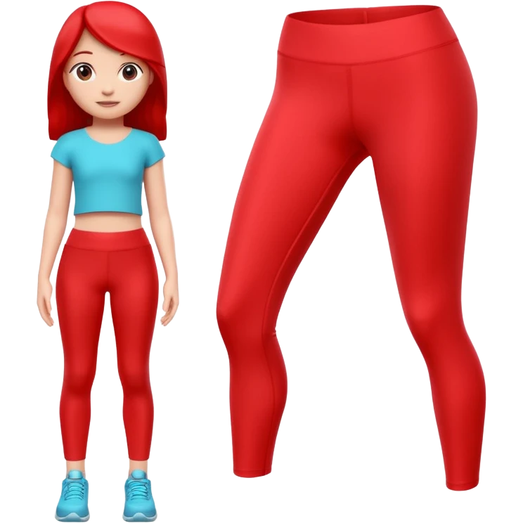 A 3D cartoon Red leggin with gentle fabric folds and neat finish, isolated on plain background, Memoji-style. emoji