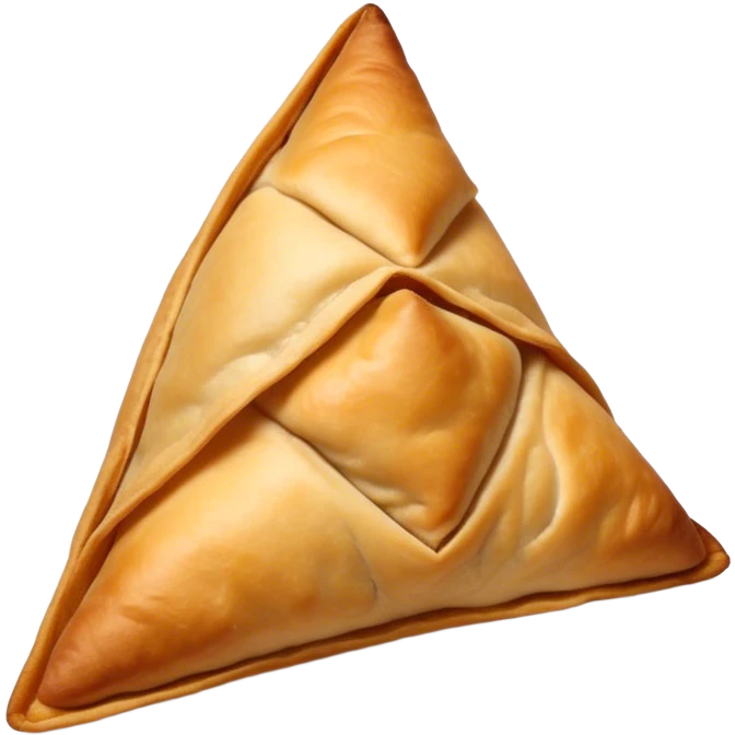 Samosa Cinematic Realistic Samosa Snack Emoji, depicted as a crispy, golden triangular pastry filled with spiced vegetables or meat, rendered with rich textures and vibrant, appetizing lighting. emoji