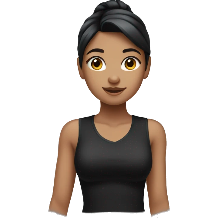 girl with black hair in a ponytail and a black sleeveless shirt emoji
