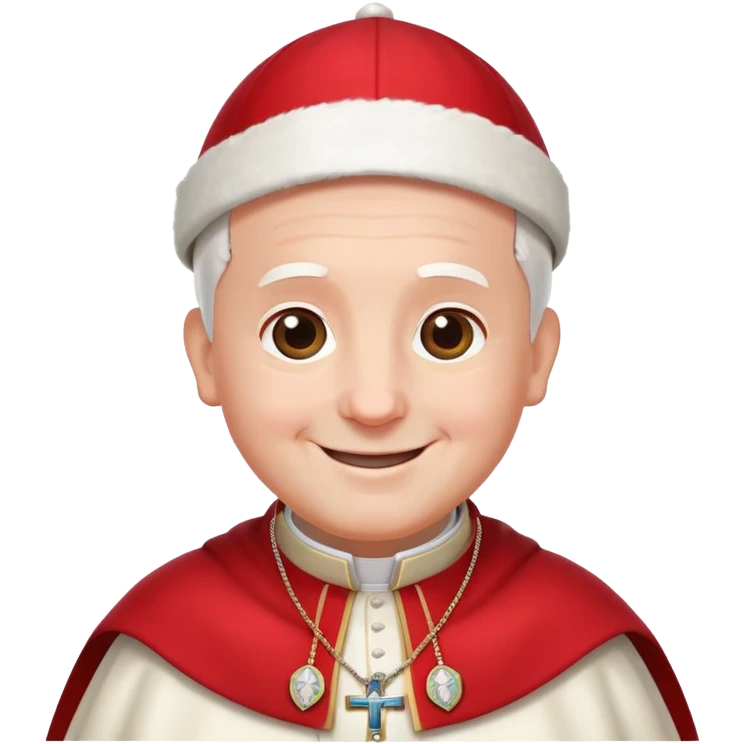 Pope waving and smiling, wearing red cape and white hat emoji