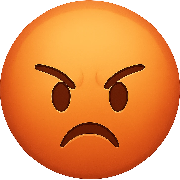 angry face emoji, digital illustration, no background emoji