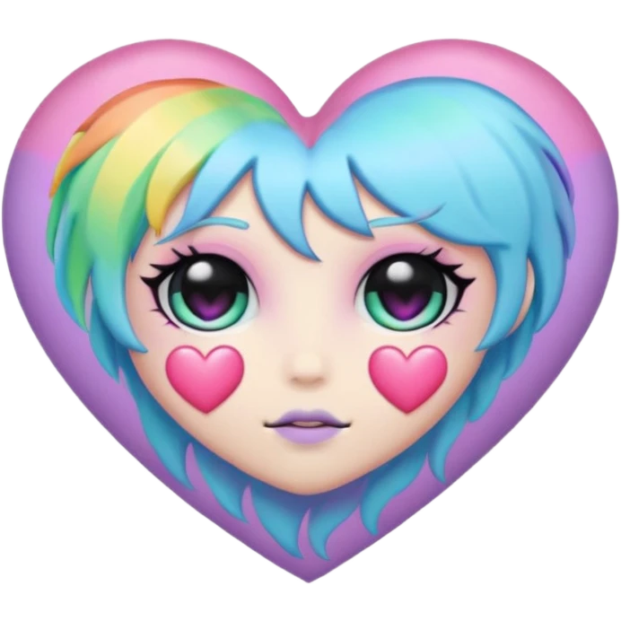 pastel goth heart with pastel rainbow emoji