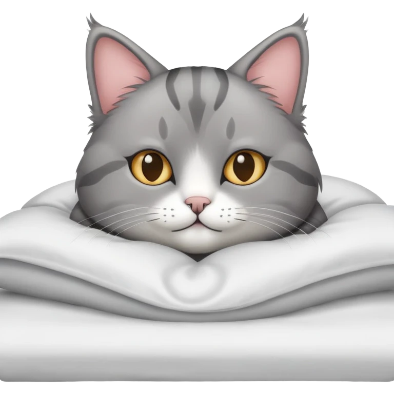 Tabi cat grey in bed with me emoji