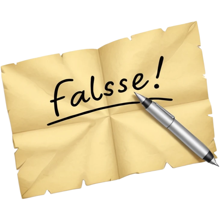 a hand writing 'false' on a piece of paper emoji