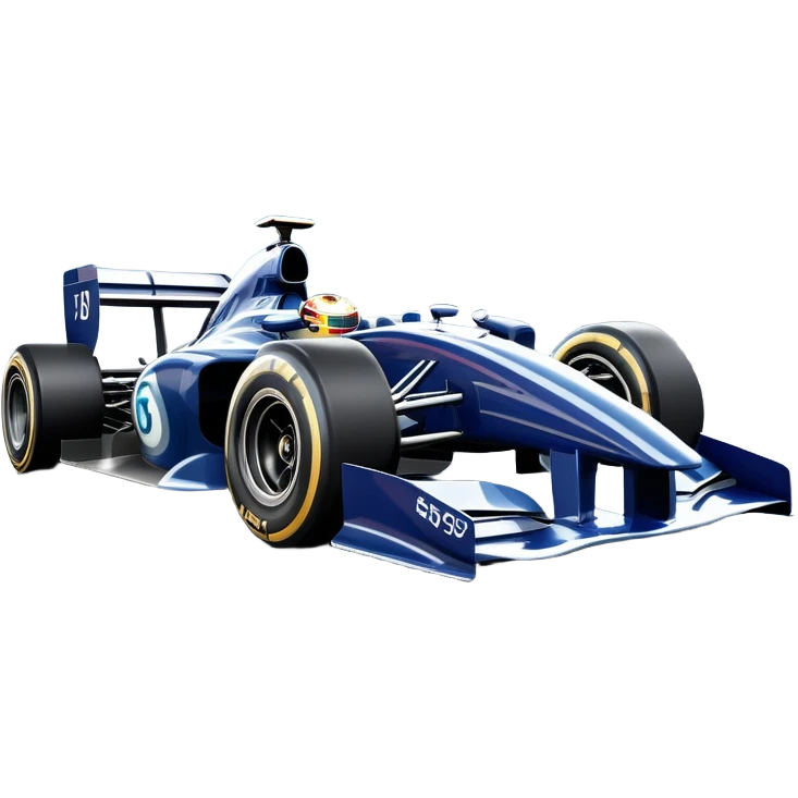 An icon showing a Formula 1 car racing down a track, with speed lines trailing behind. The design captures the intensity of high-speed racing, with sharp curves and bright track lights in the background. Transparent background highlights the action and excitement of racing. emoji