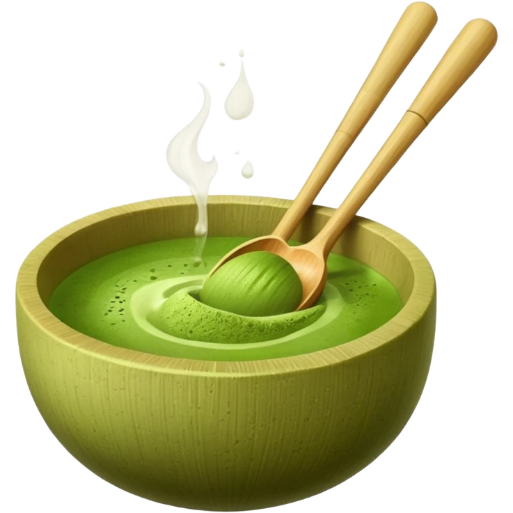 batidor bambu con bol de matcha emoji