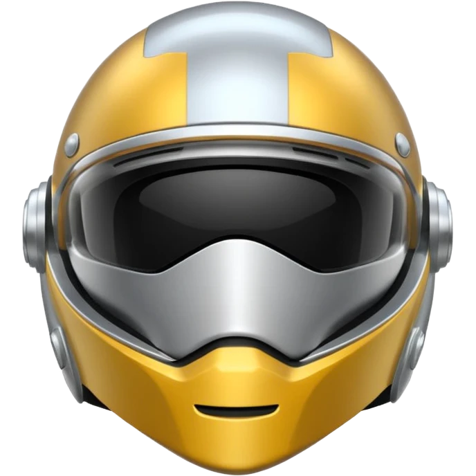A futuristic helmet emoji made of silver chrome, smooth aerodynamic shape, minimal visor detail, reflective metallic surface, sci-fi aesthetic, iOS emoji style, centered on clean white background emoji