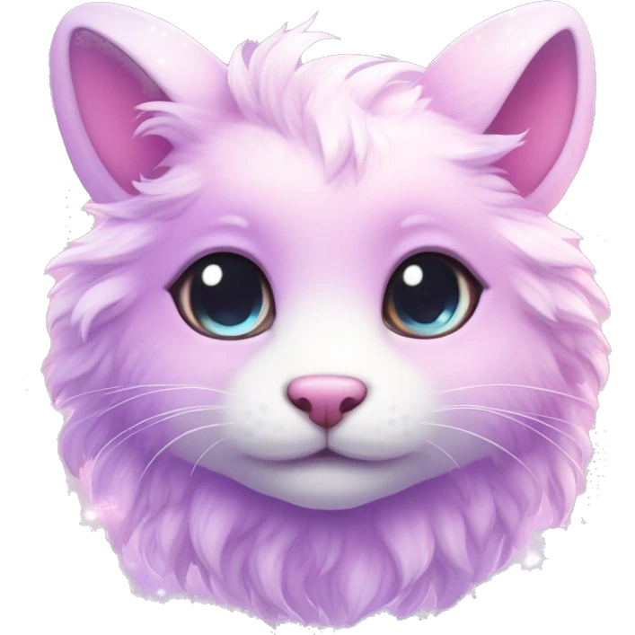 Kawaii cute gorgeous colorful sparkly bright light pastel lilac-pink-white-gradient fantasy ethereal fursona animal creature emoji