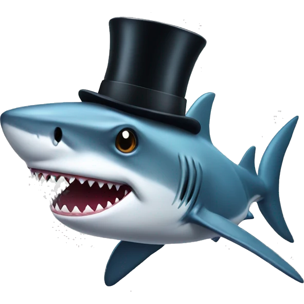 Shark with a top hat emoji